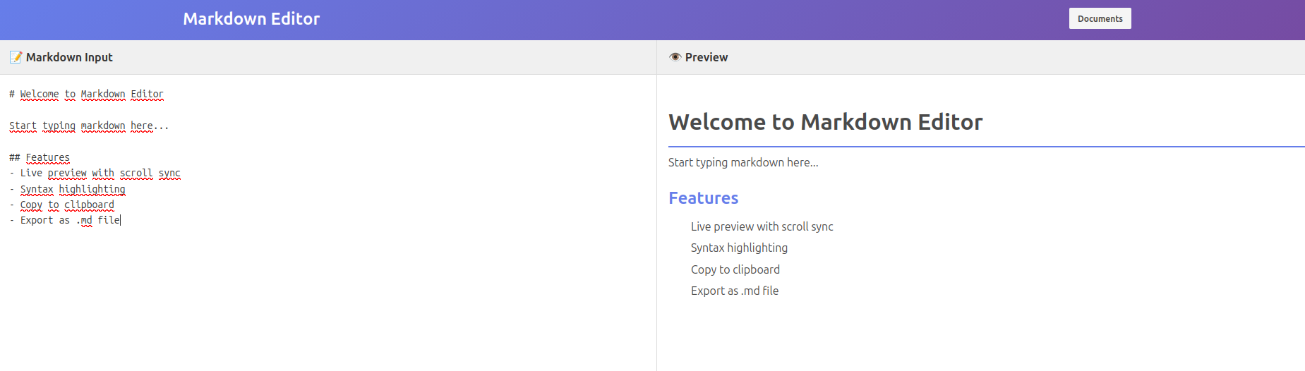 Preview of Markdown Editor